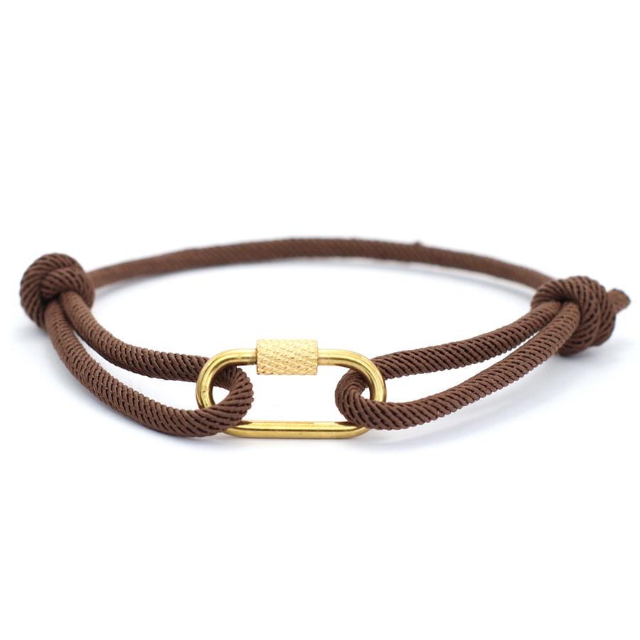 Fashion Men String Bracelet Gold Color Stainless Steel Mountaineering Buckle Outdoor Rescue Cord Chain Braslet Pulseria Hombre