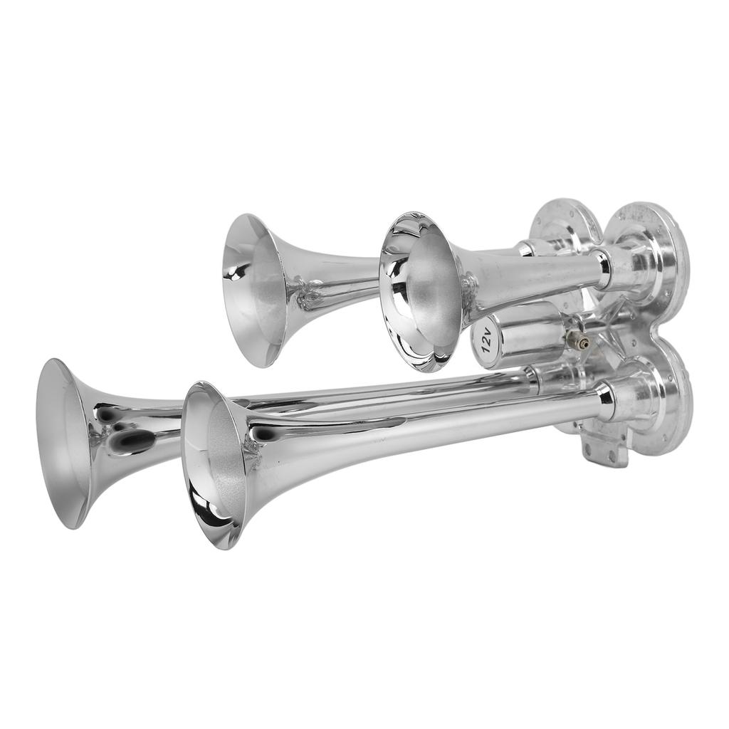 4-трубный воздушный гудок, супер громкий, 135 дБ, хромированный цинковый, для 12 В 24 В, полупикапа, автофургона, внедорожника