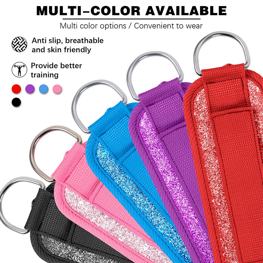 Fitness Puller Fitness Fluorescence Sports Straps Adjustable D-Ring Support Cuffs Ankle Pulley With Buckle Guard Leg Strength Safety Abductors