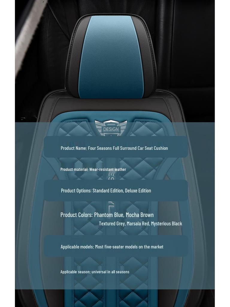 Universal Four-Season Cartoon Leather Car Seat Cushion Set for Five Seats