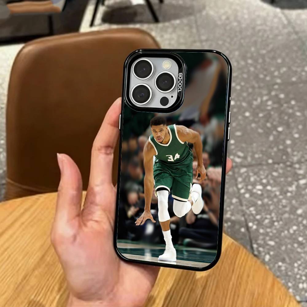Баскетбол G-Яннис А-Антетокунмпо Чехол для телефона для iPhone17,16,15,14,13,12,11 Plus,Pro Max Цветной Посеребренный Внутренний Чехол