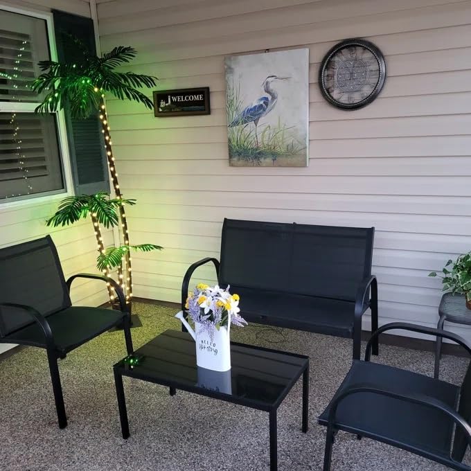 6-Foot LED Artificial Palm Tree, Outdoor Christmas Palm Tree, Hawaiian Tiki Bar Decoration, Pool, IndoorOutdoor Patio, Garden Party Lights (3 Trunks)