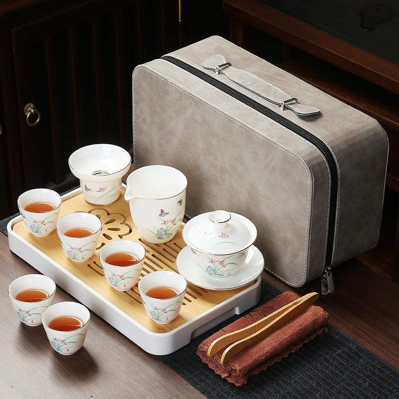Business Bank Company Corporate Festival High-end Gift Set Suet Jade Porcelain Travel Tea Set