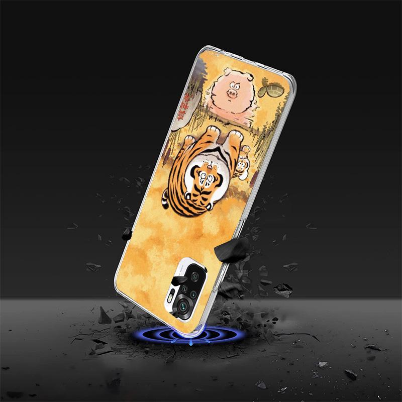 Cartoon Fat Tiger Cover Phone Case For Xiaomi Redmi Note 15 14 13 12 11 10 Pro Plus 14S 12S 11S 11T 11E 10S Soft Fundas Shell Re