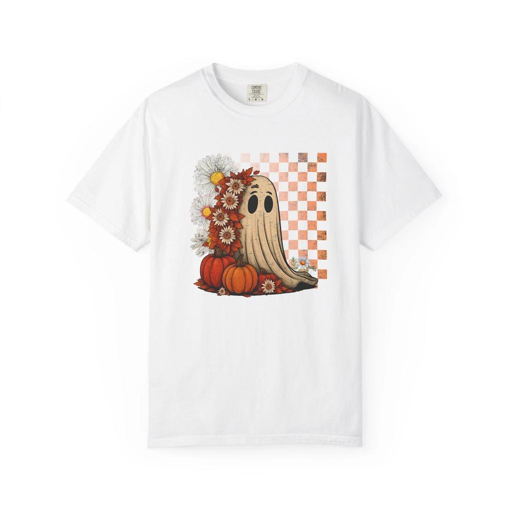Autumn Ghost Unisex Tee, Fall Spirit Shirt, Halloween Graphic Top, Spooky Season
