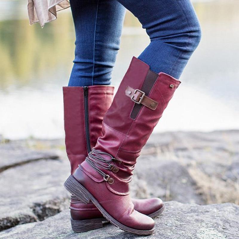 Новые женские кожаные сапоги, сапоги до колена, модные рыцарские сапоги, женские зимние длинные ботинки, большие размеры 35-43