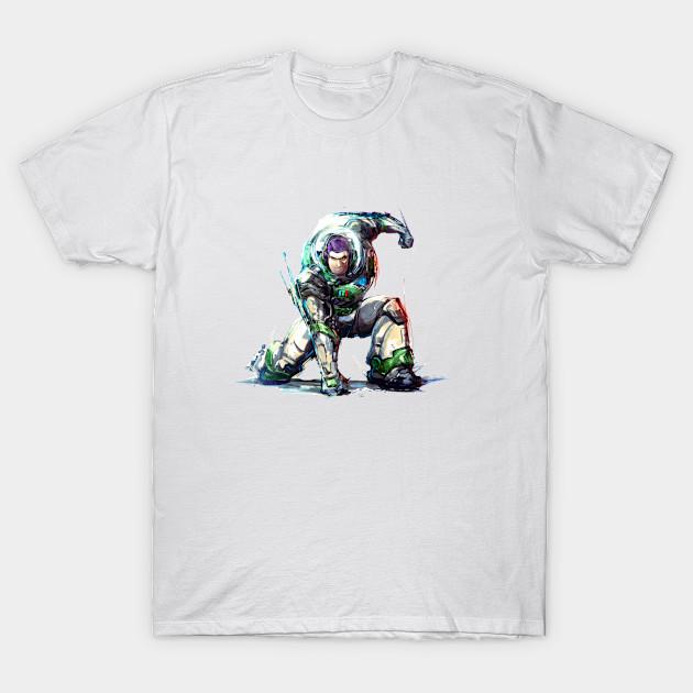 Men Black Print T-shirt Buzz Lightyear Toy Story Semi Realism No-Cut Transfer Paper Print Cotton Tshirt