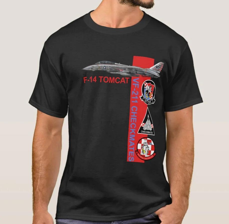 VF211 Fighting Checkmates F14 Tomcat Fighter TShirt Summer Cotton Short Sleeve ONeck Mens T Shirt New S3XL