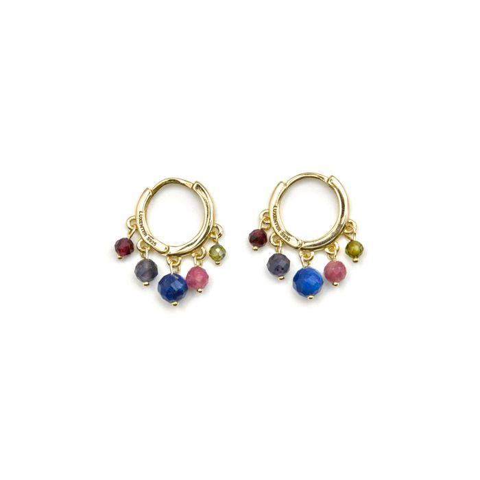 Boucles d'oreilles - Luxenter - Tefilo - Argent 925 - Cristal multicolore - Or 18k