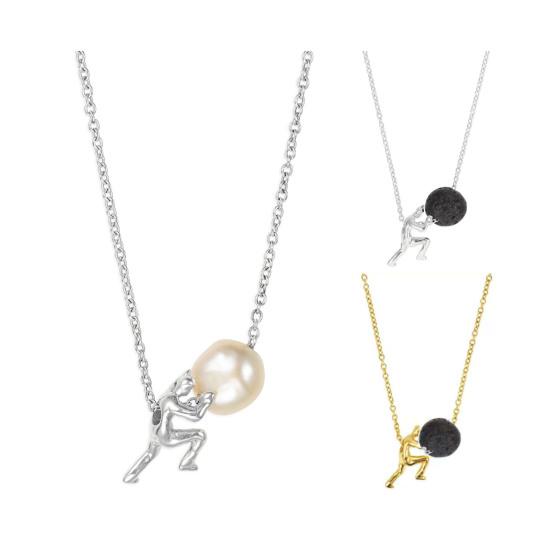 Ожерелье в стиле греческой мифологии, ожерелье с подвеской из искусственного жемчуга, толкающий камень, вдохновляющие религиозные украшения, подарок для мужчин и женщин