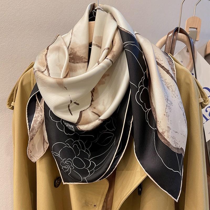 Camellia Silk Twill Silk Sand Wash Women'S Silk Scarf Mulberry Silk Scarf Shawl Large Square Scarf Silk Scarf Shawl