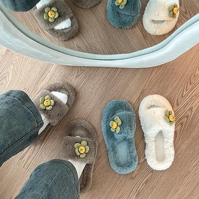 Комфортный вечерний ветер, свежие цветы, мягкие пушистые тапочки на мягкой подошве для женской верхней одежды 2025 осень и зима новая теплая и милая хлопковая драга тренд