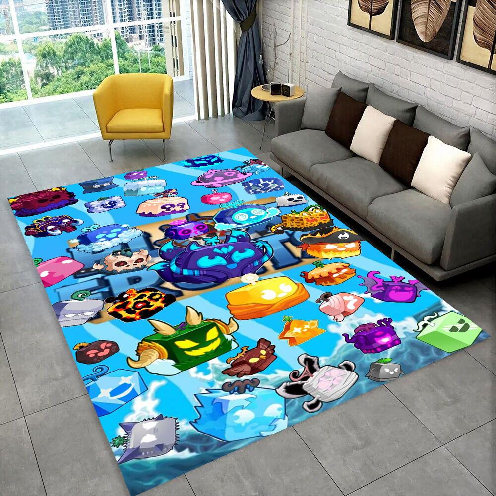 3D B-Blox Fruit Cartoon Game Gift Carpet Rug for Living Room Bedroom Home Sofa Decoration,kids Play Non-slip Floor Mat