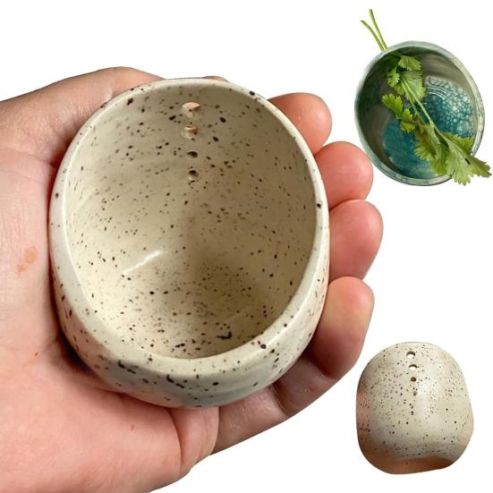 Pottery Herb Stripper Bowl Multifunctional Peeling Tools for Cilantro Rosemary Cedar Kitchen Cooking