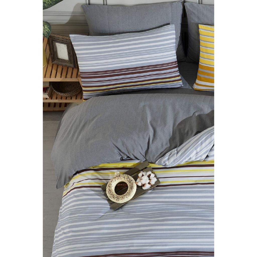 Sahara, Patterned Double Duvet Cover Set With Elastic Sheets, Reusable On Both Sides