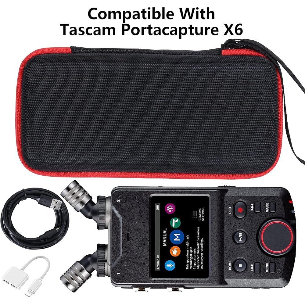 co2CREA Storage Case Compatible with TASCAM Portacapture X6 Recorder Black Lightweight Protective Case