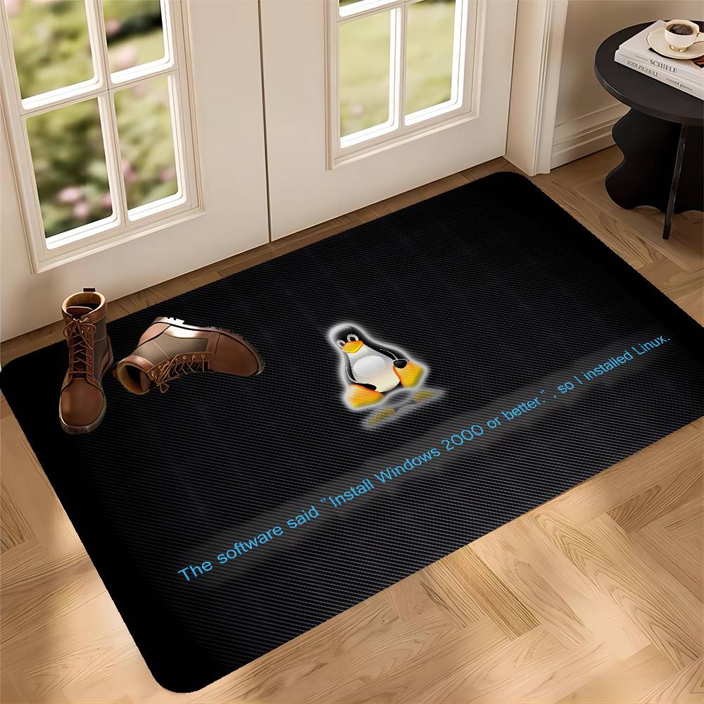 Операционная система Linux Пингвин Такс Аниме Напольный коврик Прямоугольный Домашний Мягкий Коврик для ванной Передняя дверь Внутренний Наружный Коврик Добро пожаловать Коврик для прихожей