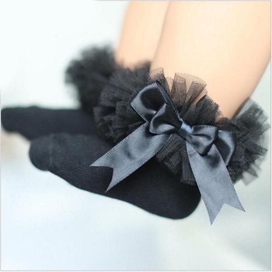 Girls Princess Tutu Socks Baby Knee Bellow Sock Ruffles Cotton Kids Ankle Socks Pography Silk Ribbon Bowknot Lace Sock