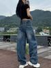 Plus Size High Street Curved Leg Jeans for Pear Shapes - Slimming Versatile Wide-Leg Pants