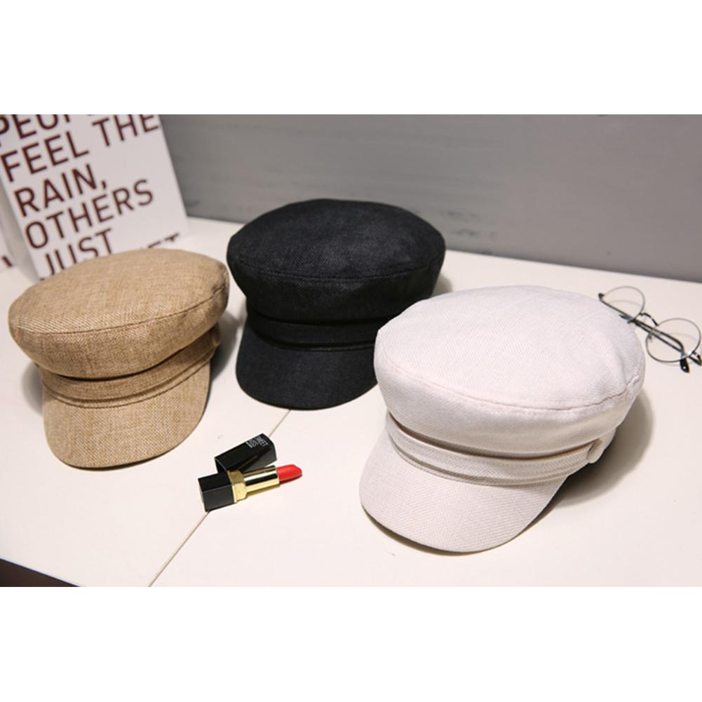 Women Men Cute Casual Outdoor Short Eaves Dome Cotton-flax Button Beret Hat Cap Unisex