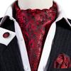 Barry.Wang Mens Formal Wedding Cravat Tie Pocket Square Cufflinks Silk Paisley Plaids Ascot Tie Set