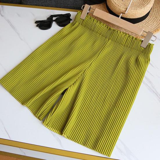 Женские шорты, эластичные, с высокой талией, ребристый дизайн, однотонные, повседневные, свободные шорты, летние, широкие шорты