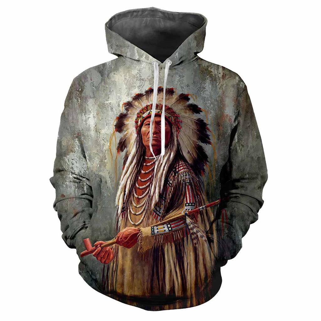 Индейский вождь племени 3D Harajuku Printing Street Fashion для мужчин и женщин, забавный стиль, мягкая, удобная, модная, хип-хоп, индивидуальная толстовка с капюшоном