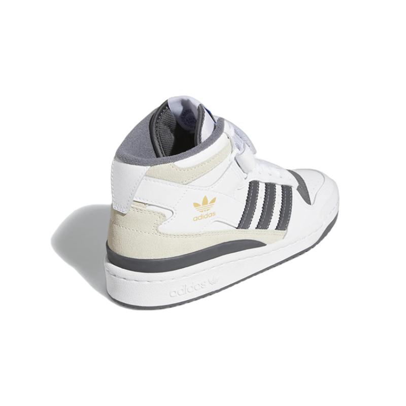 adidas Оригинальные FORUM Mid J Устойчивые к истиранию Высокие Детские Скейтбордические Кроссовки Бело-Серые Подростковые Сникеры GY7061