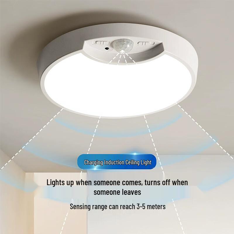 Yuqilong Rechargeable Motion Sensor LED Ceiling Light, 6000K White with Remote