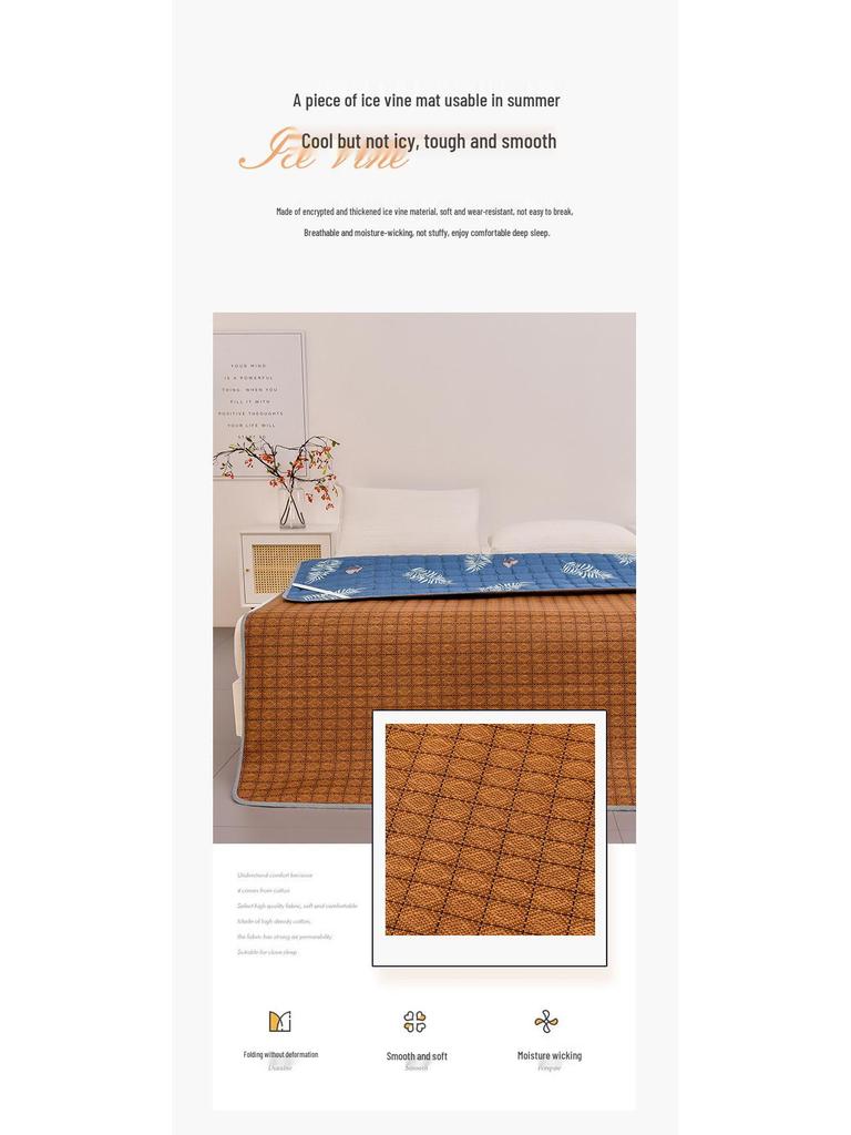 Двухсезонный наматрасник с ротанговой основой – Охлаждающий, для летнего/зимнего использования, для односпальных/двуспальных кроватей, идеально подходит для общежитий