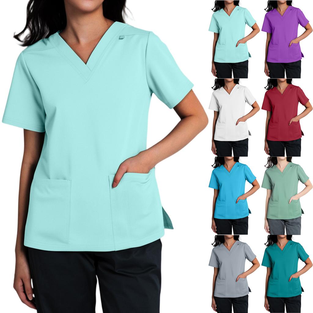 Women's Fashion V-Neck Short Sleeve Overalls With Pockets Clothes