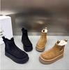 Зимние женские ботинки на толстой подошве, утепленные мехом, 2025 новая коллекция, короткие ботинки, утепленные хлопковые ботинки для Северо-Востока