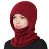 Вязаная шерстяная шапка с регулировкой на шнуровке, бархатной подкладкой, защитой лица и шеи, головной убор для верховой езды, зимняя теплая шапка