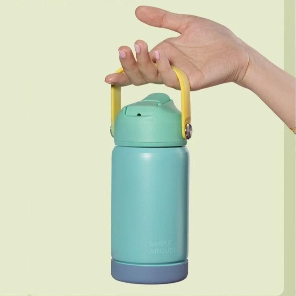 12oz/360ml Kids Thermos Cup with Handle Sports Space Kettle Cute Ceramic Straw Tumbler  For Outdoor
