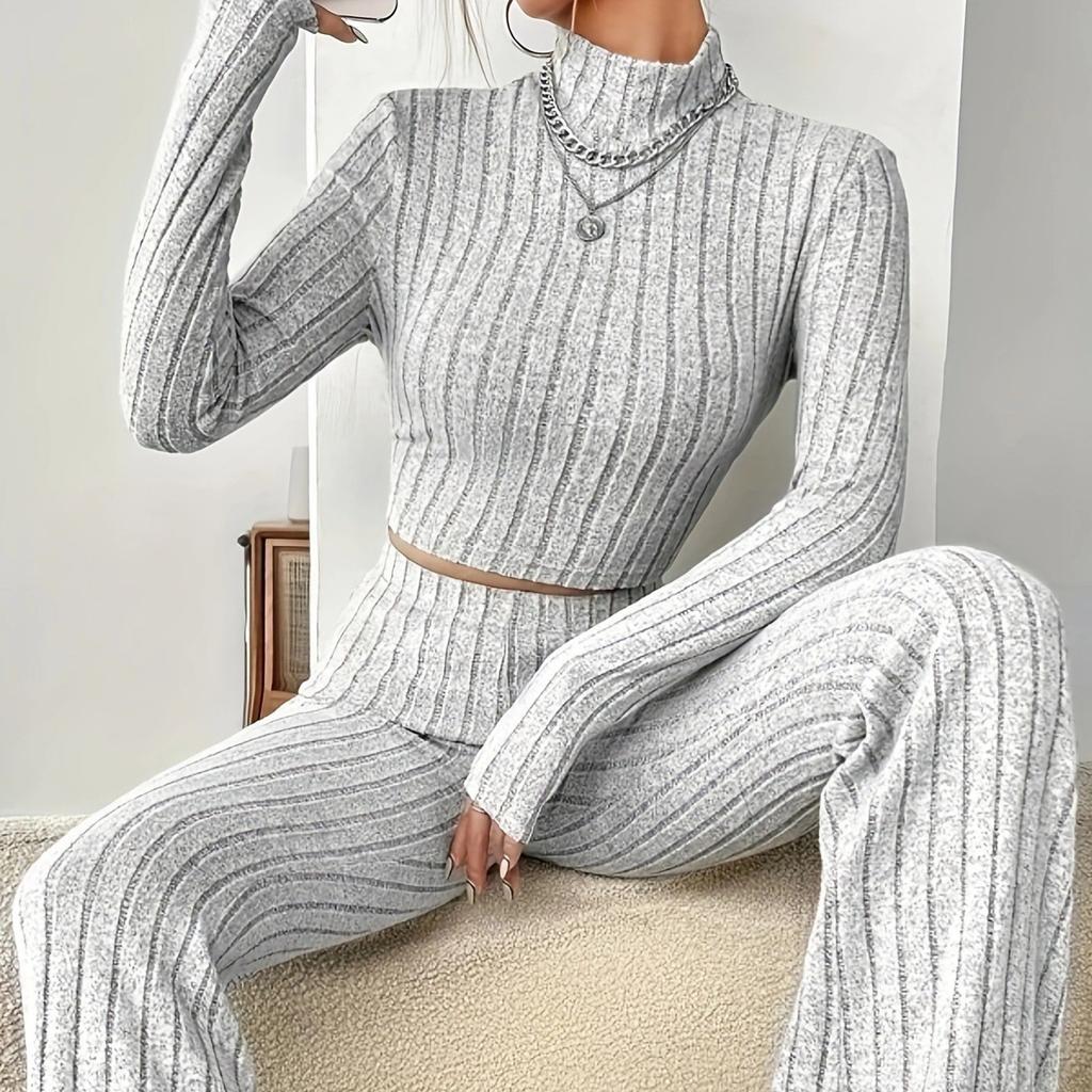 Женский модный однотонный костюм, весенний трикотажный комплект с длинным рукавом, толстовка, свободные брюки, комплект из двух предметов