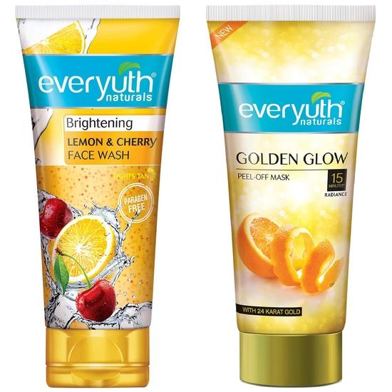 Everyuth Naturals Brightening Lemon & Cherry Face Wash и Everyuth Naturals Advanced Golden Glow Peel-off Mask