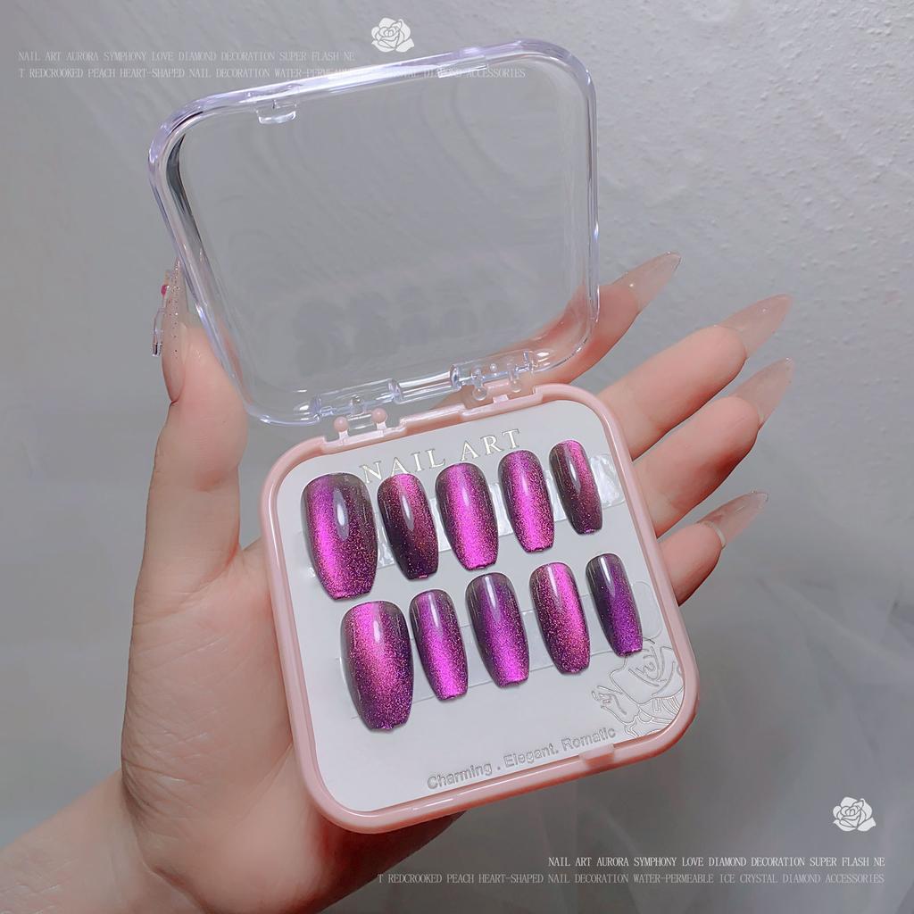 Нейл-арт Ношение ногтей Spar Cat Eye Flash Diamond Nail Patch Ношение ногтей Handmade Nail Art Поддельные ногти