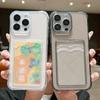 Card Bag Pocket Transparent TPU Phone Case For iPhone 16 15 14 13 12 Pro Max 16 Pro 11 Soft Shockproof Clear Silicone Back Cover