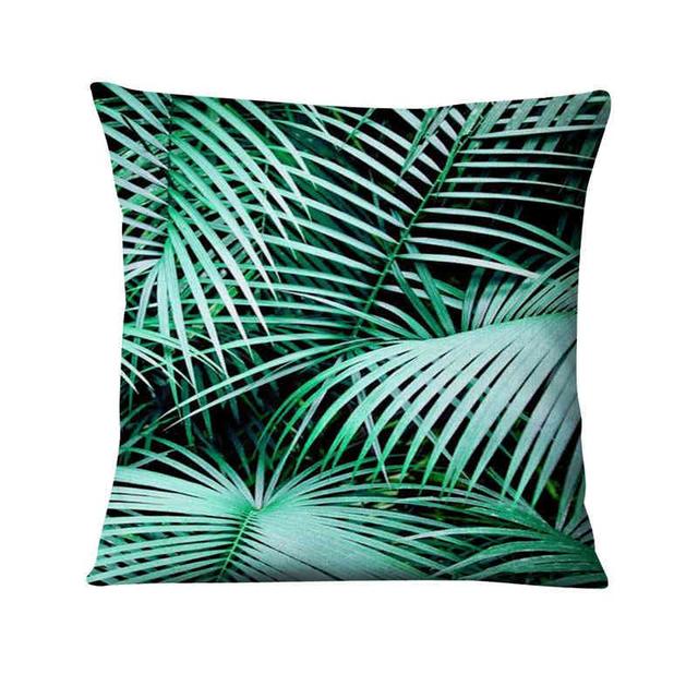 Green Plant Printed Cushion Decorative Pillow Tropical Palm Leaf Home Pillow Decoration Almofadas Decorativas Para Sofa 45*45Cm