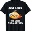 Просто мальчик, который любит подводные лодки, для мальчиков, детей, малышей, футболка