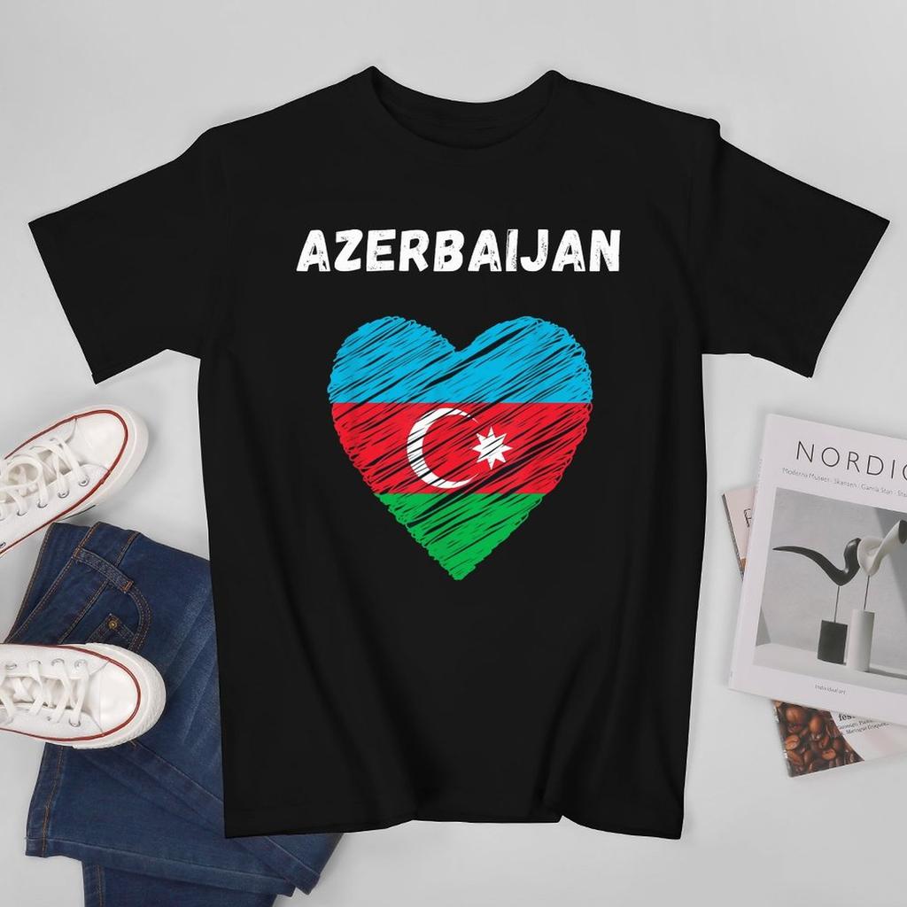Больше Дизайна Флаг Азербайджана Азербайджанская Унисекс Футболка Футболки Футболка С Круглым Вырезом Футболки Унисекс Одежда для Мальчиков 100% Хлопок