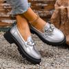 Large Size British Style Small Leather Shoes Women's 2024 New Muffin Thick Sole One Pedal Simple Fashion Trend
