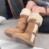 Thickened Lamb Wool Long Tube Snow Boots for Women New 2024 Autumn Winter Anti-slip Fleece-lined Cotton Shoes Knee High Boots