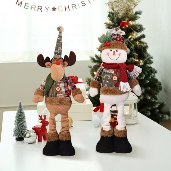 Рождественская кукла, выдвижная, стоящая, снеговик, Санта, олени, украшения ручной работы, праздничный домашний декор для