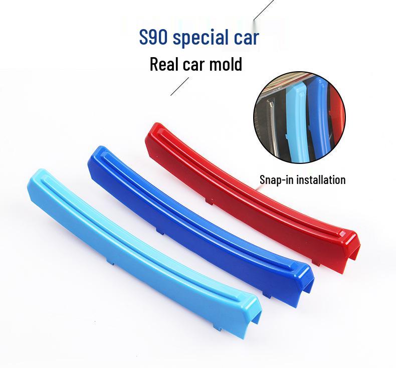 Compatible with 2017-2020 XC60: Three-Color Center Grille Decorative Snap-On Sticker for XC90 and S90 Models.