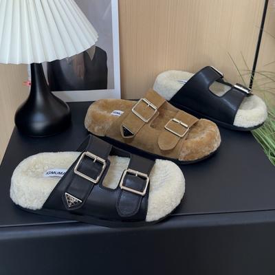 Корейская версия шлепанцев Mao Mao с пряжкой, женские, 2025, осень-зима, новые, универсальные, на платформе, удобные, повседневные, для улицы