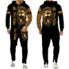 The Lion King 3D Print Men's Zipper Hoodie Suit Men's Casual Sportwear Two Piece Set Cool Animal Pattern Jacket Pants Tracksuit