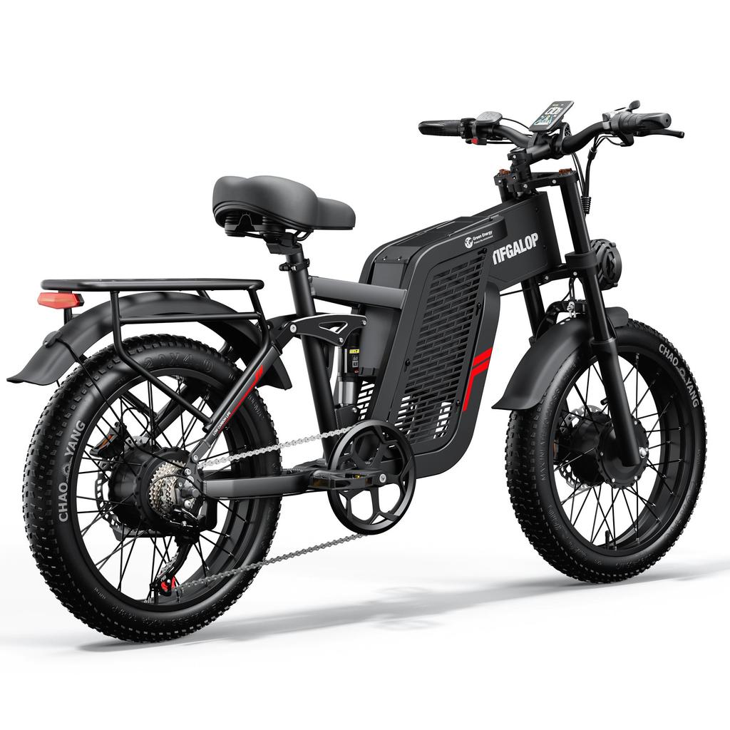 TIFGALOP Adult Electric Bicycle, 2000W Powerful Dual Motor, 52V 24Ah Lithium-ion Battery, 45-90 Km Range, 20-inch Wide Tires