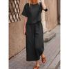 Women Summer Casual Cotton Outfits Half Sleeve T-shirt and Trousers Two Piece Suit Set