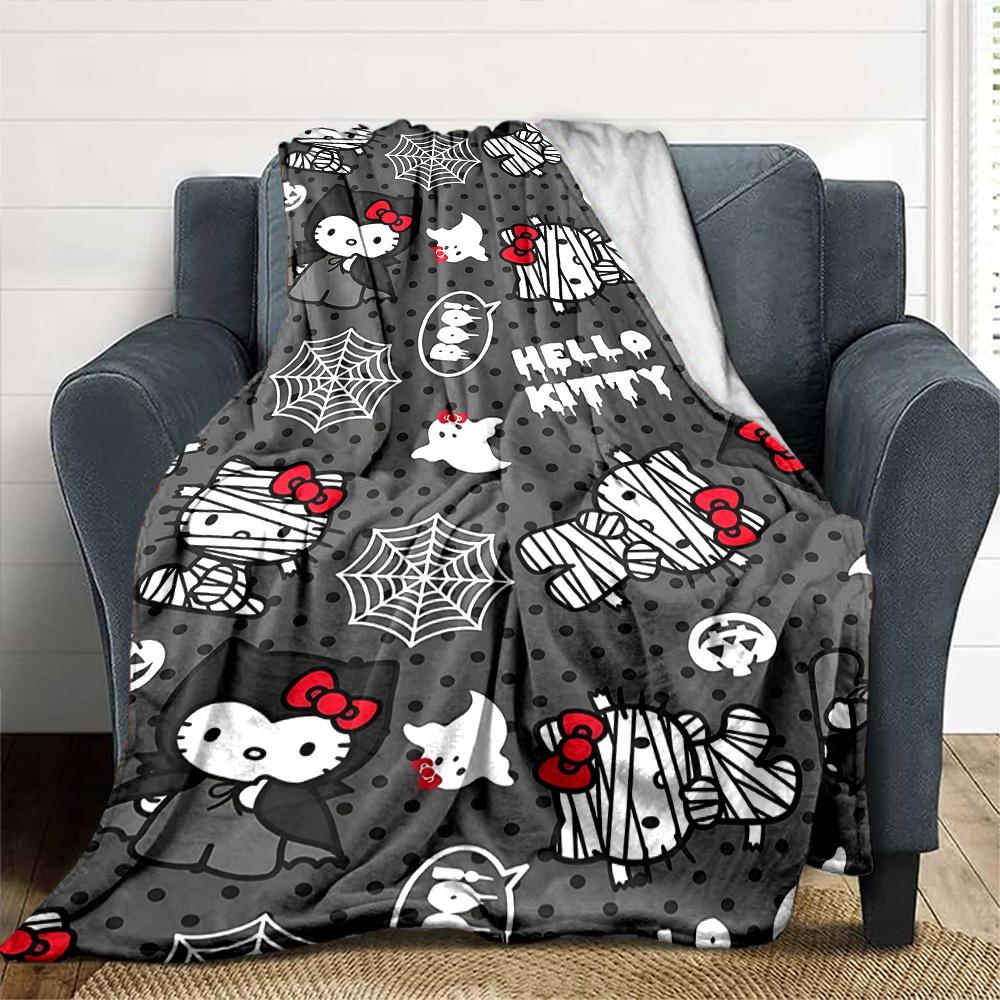 1 шт. Плед Хэллоуин Hello Kitty Легкий фланелевый плед для дивана, кровати, путешествий, кемпинга, гостиной, офиса, дивана, кресла